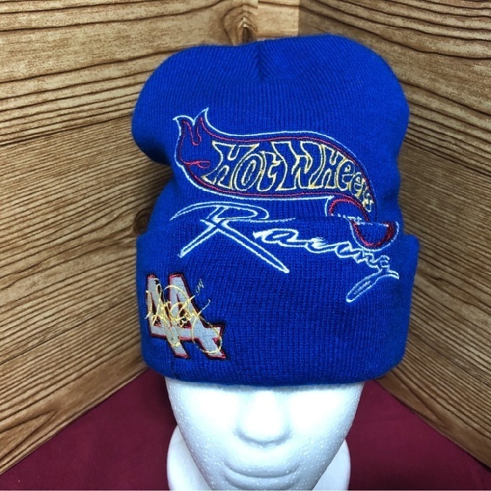 VINTAGE Hot Wheels Kyle Petty 44 Blue Cuffed Hat Beanie